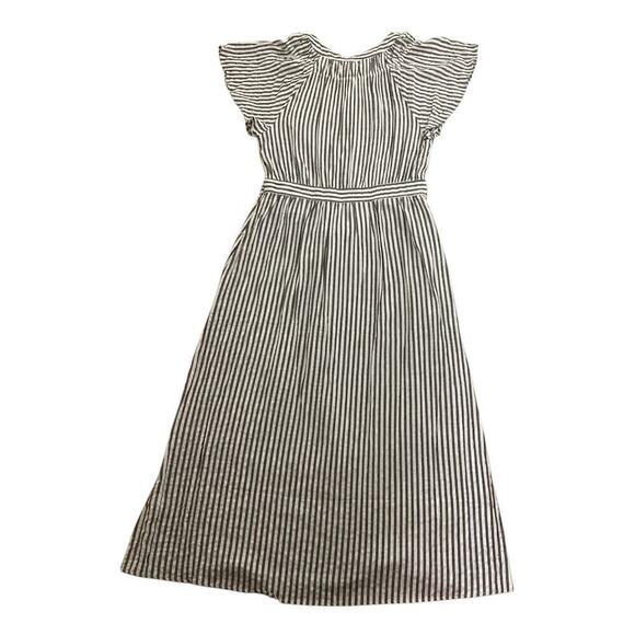 Max studio yarn dye button front flutter sleeve self tie belt women’s L - Picture 2 of 7